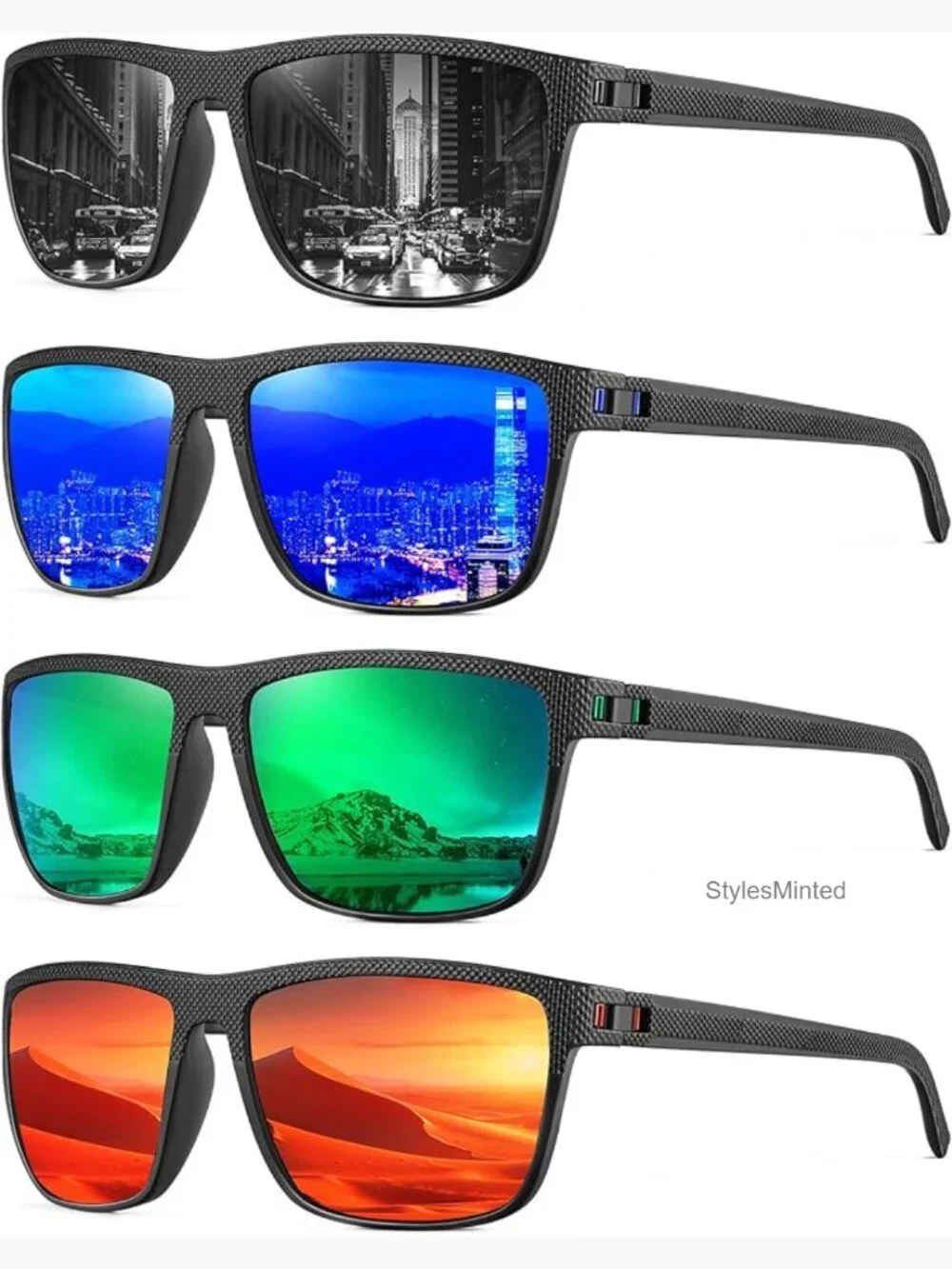 Classic Polarized Sunglasses for Men UV Protection 4 Pack